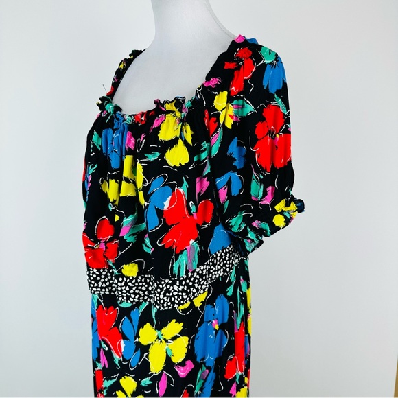 TIXO X Target Black Floral Off Shoulder Maxi Dress Size 28W-30W - Picture 6 of 11